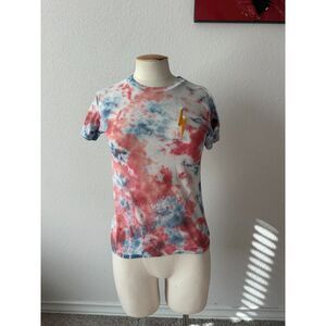 Aviator Nation tie-dye bolt tee shirt in red, blue, and white